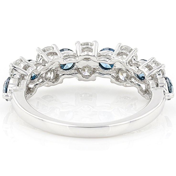 2.00ctw Blue and White Lab-Grown Diamond 14kt White Gold Ring