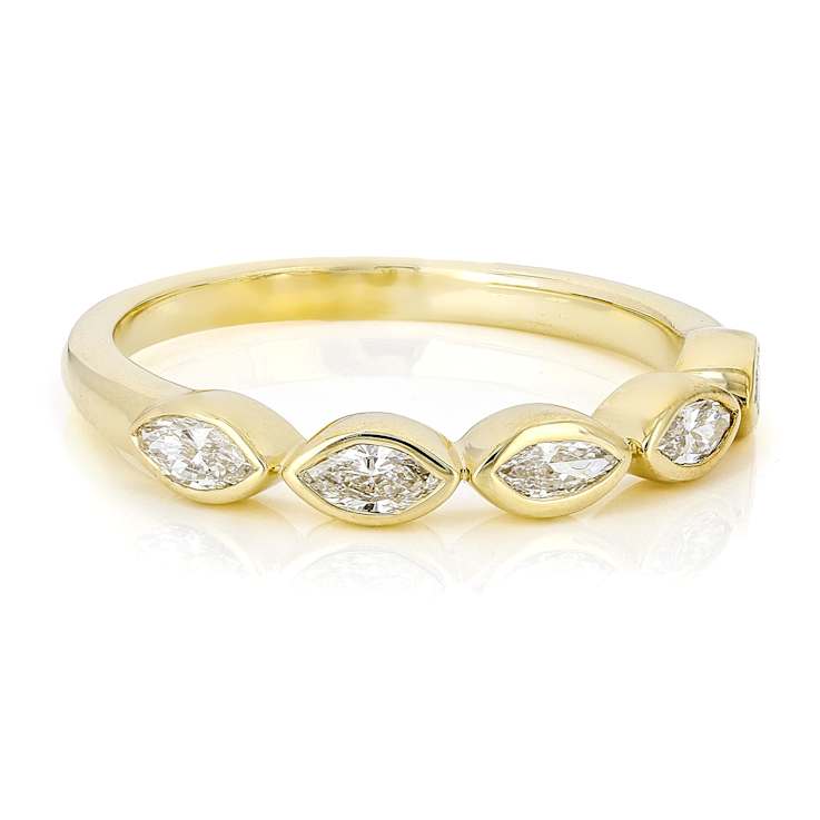 Polished Lab-Grown Marquise Diamond Band Ring In 10K Gold