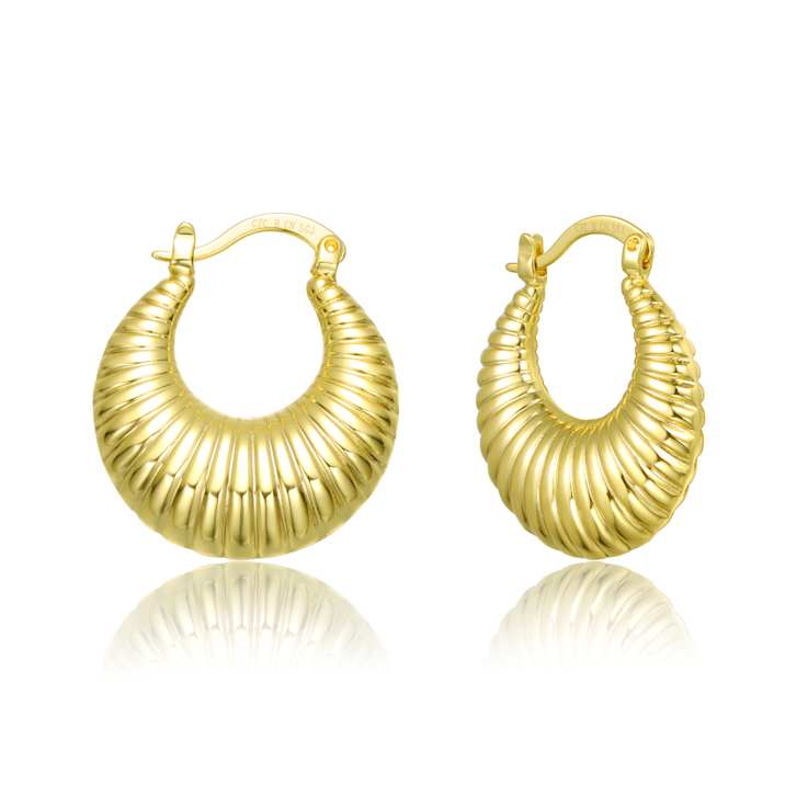 Seashell Hoop Earrings In 14K Gold Over Brass