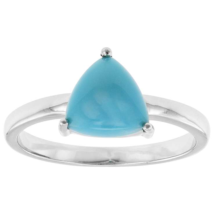 Turquoise Trillion Solitaire Ring In Platinum Over Sterling Silver 8mm