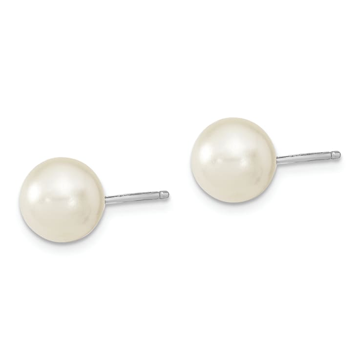 Rhodium Over Sterling Silver 8-9mm White/Black Imitation Shell Pearl
Post 3 Earring Set