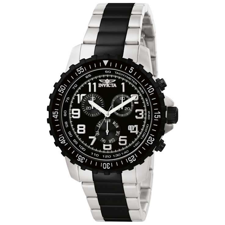 Invicta Specialty 45mm Black Dial Stainless Steel Band Quartz Watch