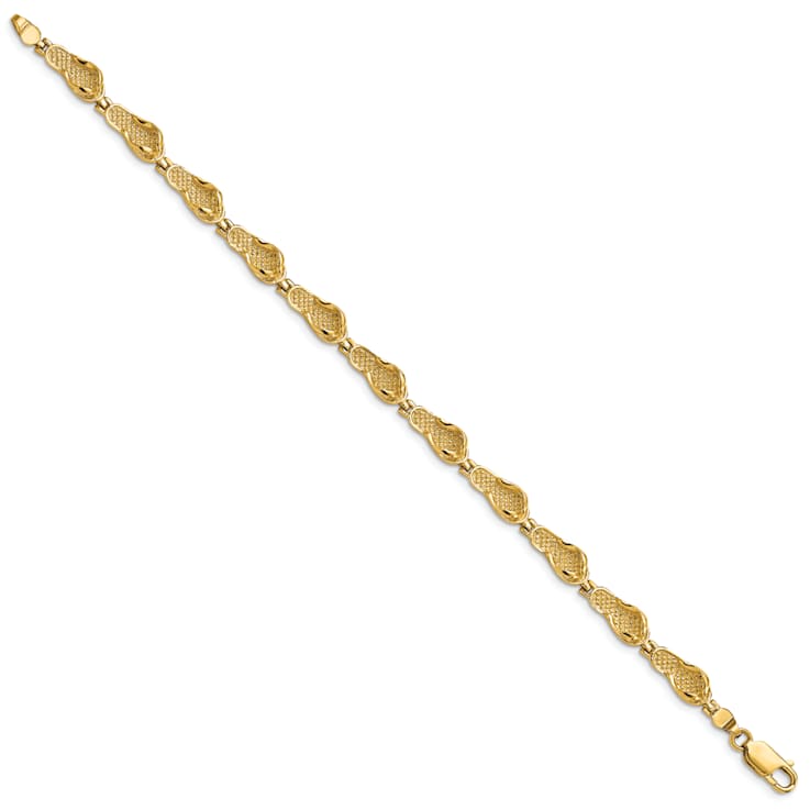 14k Yellow Gold Textured Flip Flop Link Bracelet