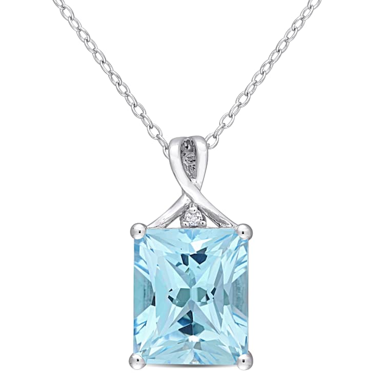 7.50ctw Sky Blue and White Topaz Pendant with Chain in Sterling Silver