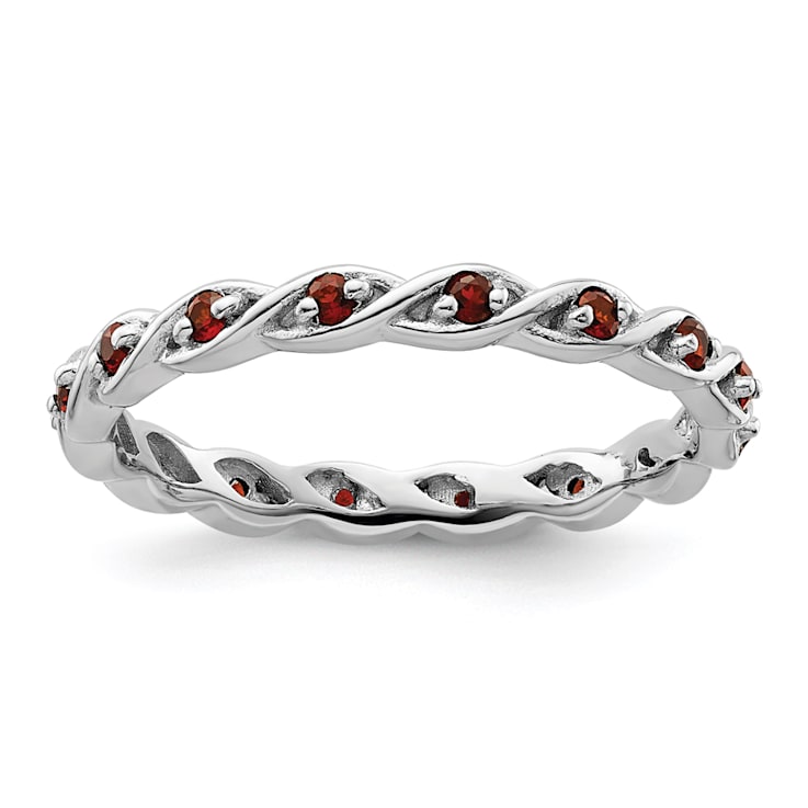 Sterling Silver Stackable Expressions Garnet Eternity Ring Sterling Silver Stackable Expressions Garnet Eternity Ring