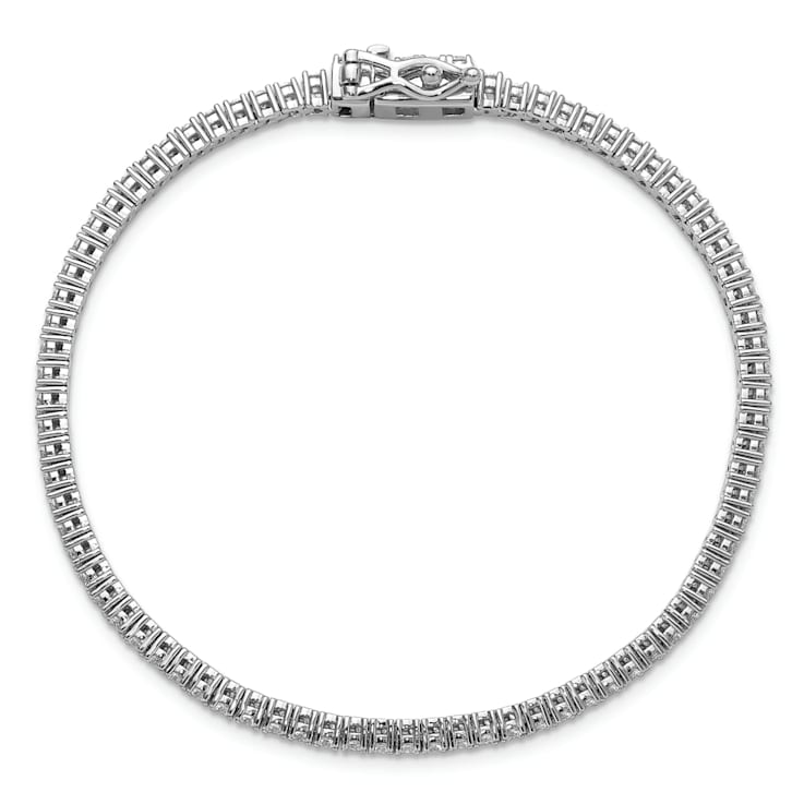 Rhodium Over Sterling Silver Polished Cubic Zirconia Tennis Bracelet