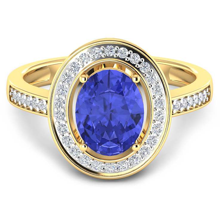 1.63ctw Violet Tanzanite and Diamond 14K Yellow Gold Halo Ring
