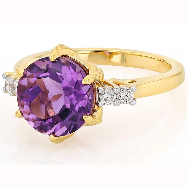 Amethyst And Lab-Grown Diamond Ring In 18K Gold Over Sterling Silver 3.05ctw