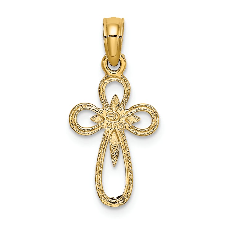 14k Yellow Gold Cut-Out Cross with Small Interior Cross Charm