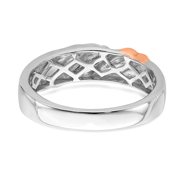14K Two-tone Rose and White Gold Lab Grown Diamond Men's Band