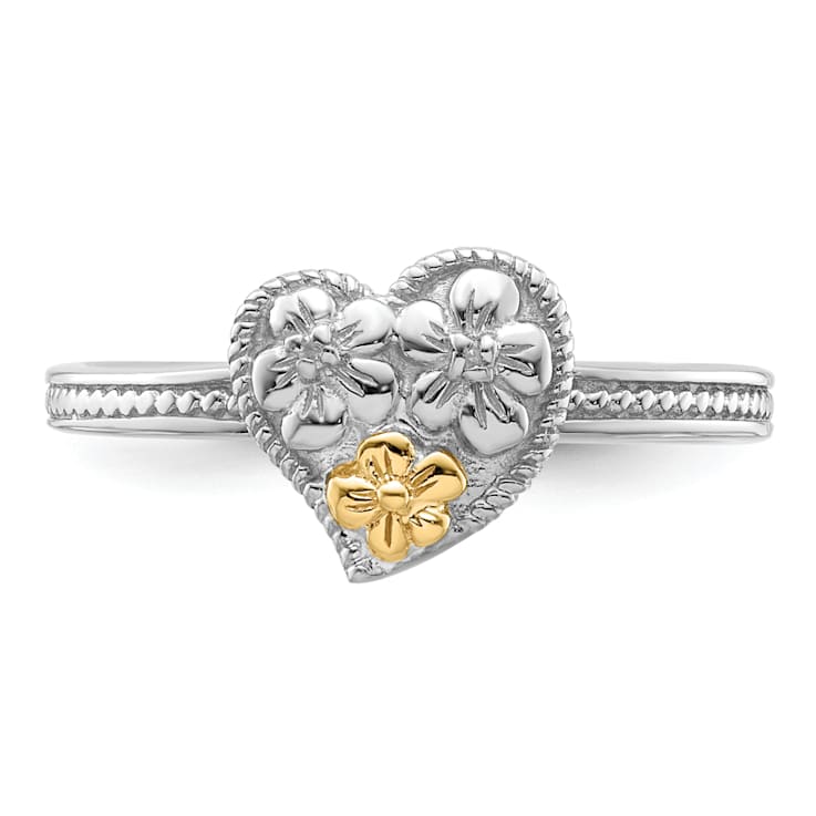 14K Yellow Gold Over Sterling Silver Stackable Expressions Diamond Heart
Ring 0.01ctw