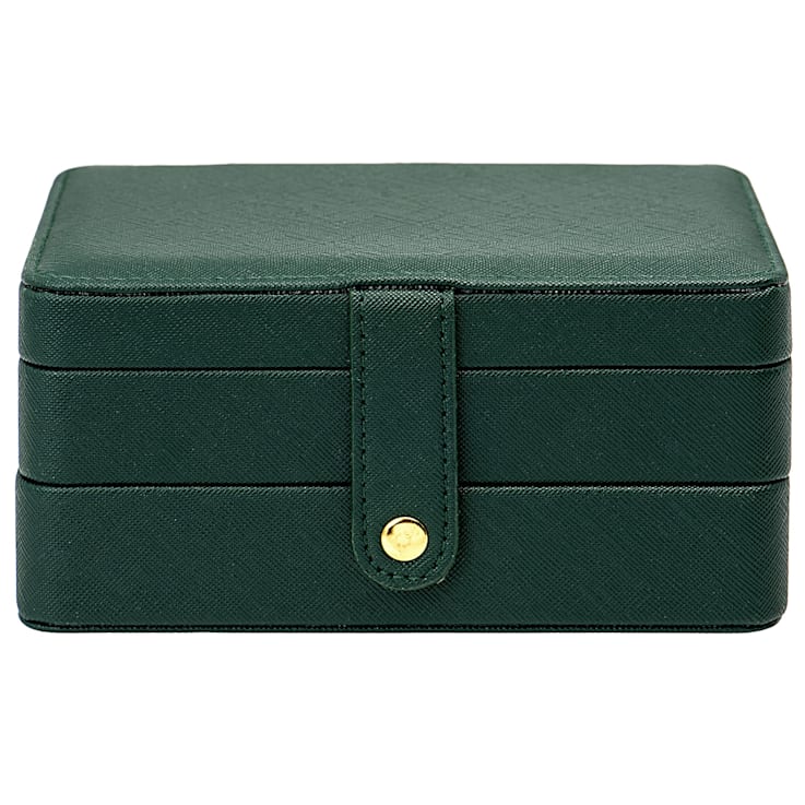 Green 3 Layer Jewelry Box appx 6.7x4.7x3.14"
