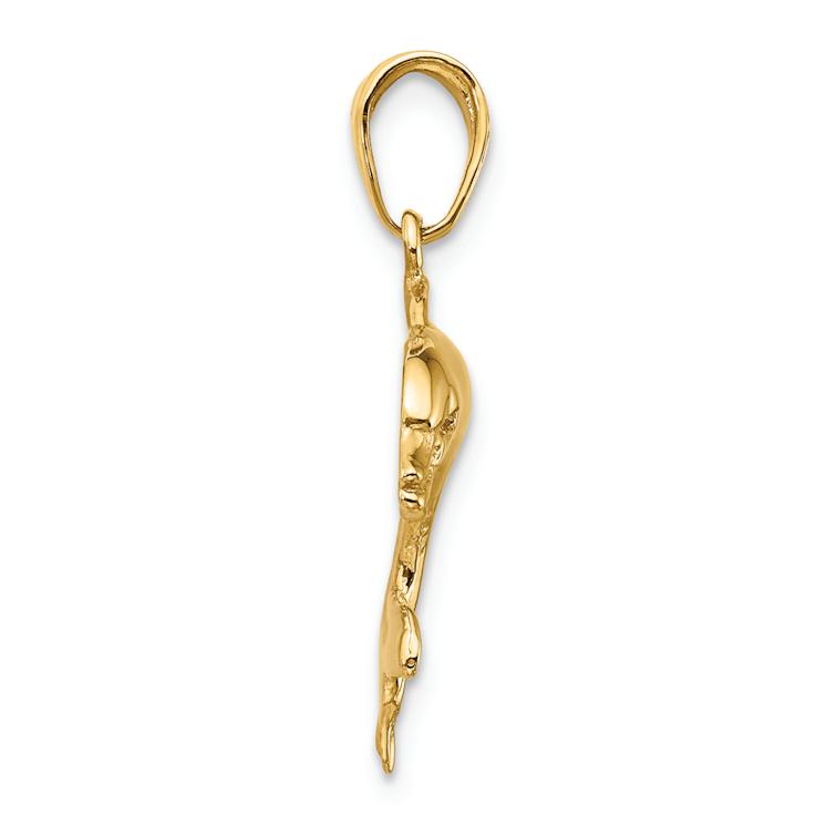 14k Yellow Gold Dolphin Swimming Pendant