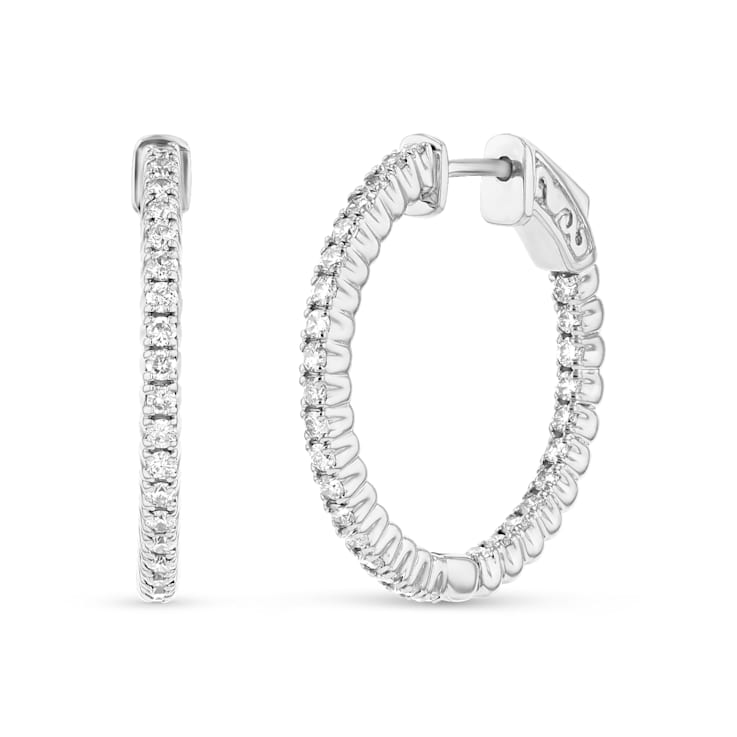 1.00ctw Diamond Hoop Earrings in 14k White Gold