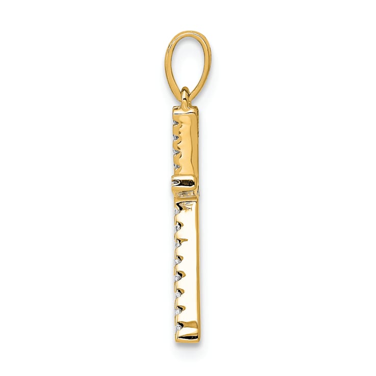14K Yellow Gold Diamond Letter K Initial Pendant