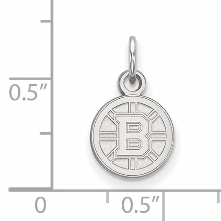 Rhodium Over Sterling Silver NHL LogoArt Boston Bruins Extra Small Pendant