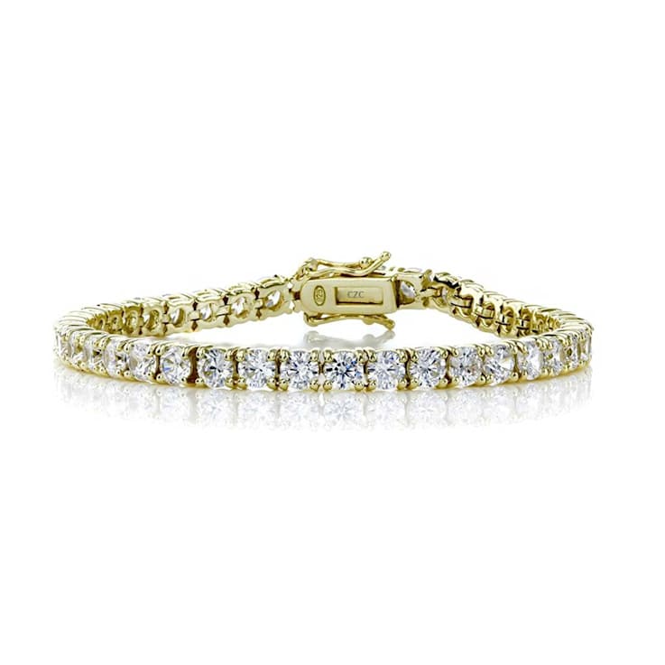 CZ Tennis Bracelet In 14K Gold Over Sterling Silver