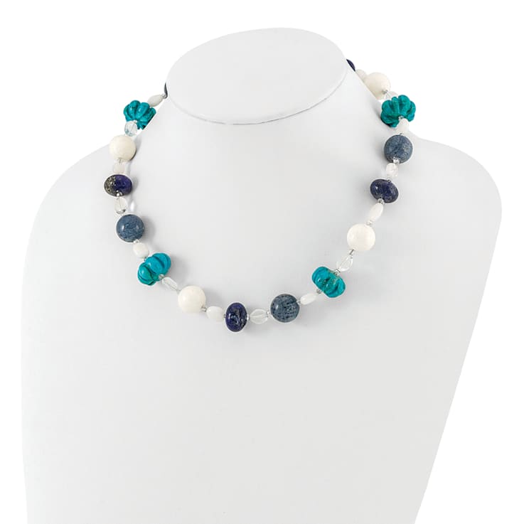 Sterling Silver Coral, Howlite, Jadeite, Lapis, Quartz, Crystal 2-inch
Extension Necklace