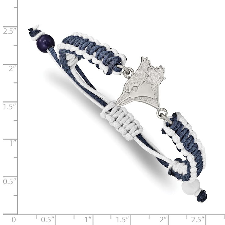 Stainless Steel MLB LogoArt Toronto Blue Jays Adjustable Cord Bracelet