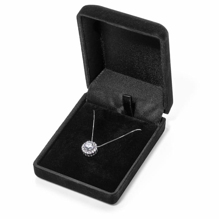 14K White Gold Necklace Round HaloCubic Zirconia Solitaire1.25CTW 18
Inch .60mm Box Link Chain