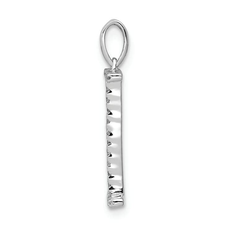 Rhodium Over 14K White Gold Diamond Letter I Initial Pendant