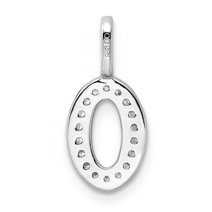 Rhodium Over 14k White Gold Diamond Number 0 Pendant