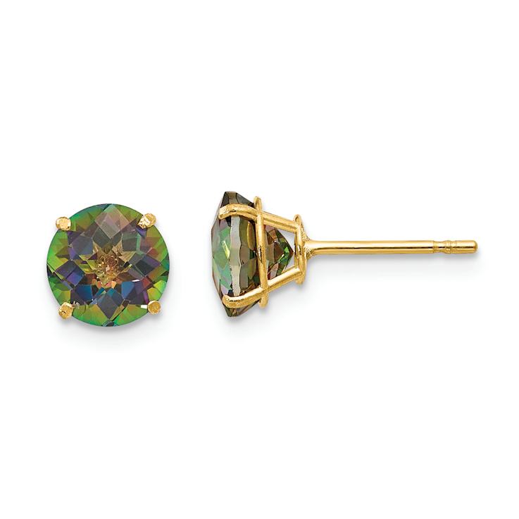 14k Yellow Gold 6mm Round Mystic Topaz Stud Earrings
