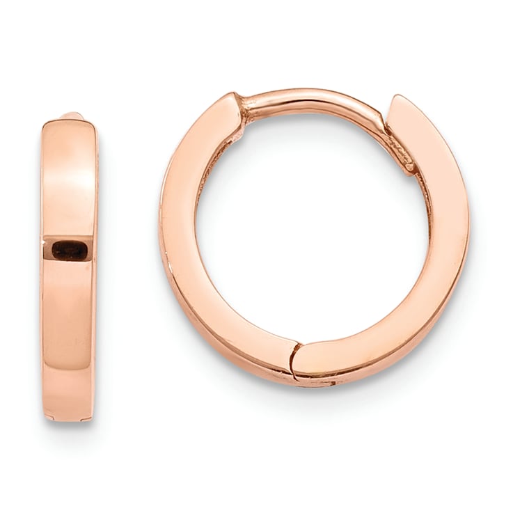 14k Rose Gold 7/16" Round Hinged Hoop Earrings