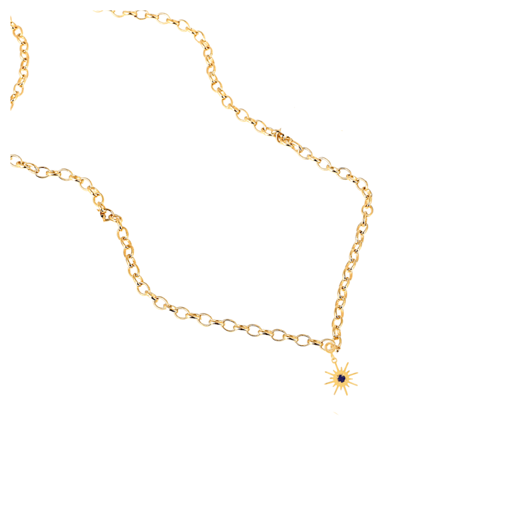 Lab Created Blue Sapphire 18k Yellow Gold Over Sterling Silver Mini Sun Charm