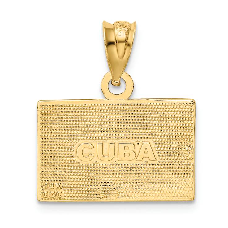 14k Yellow Gold Multi-color Enameled Cuba Flag Pendant