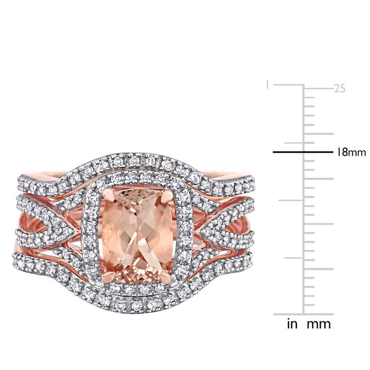 Morganite and Diamond 10K Rose Gold Ring 1.64ctw