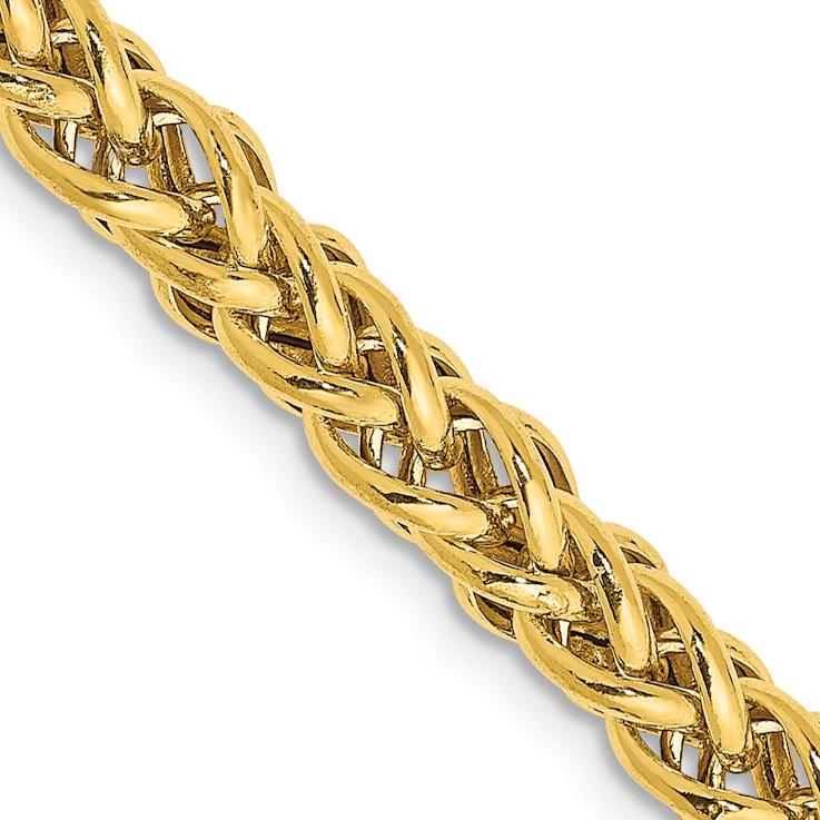14k Yellow Gold 4.65mm 3-Wire Wheat Link 18 Inch Chain