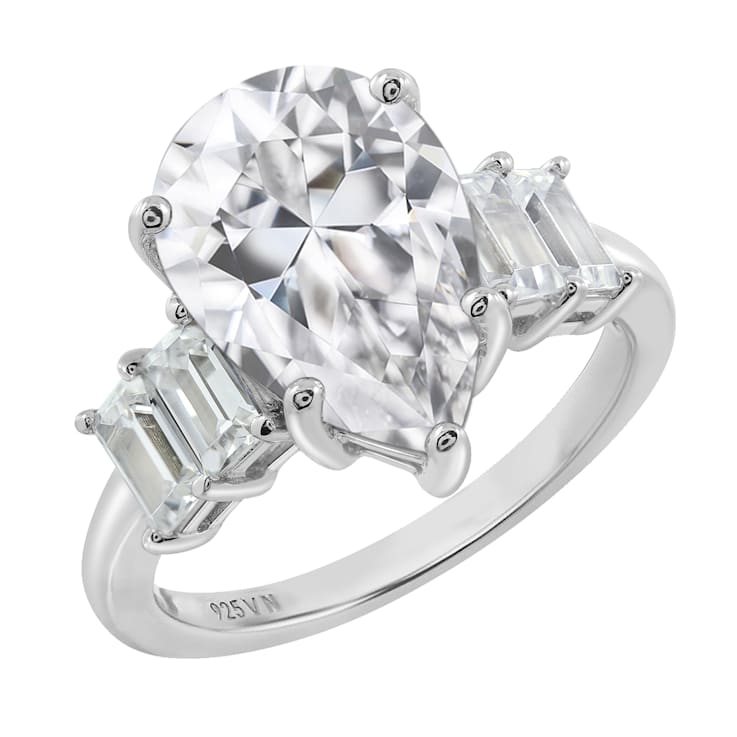 White Cubic Zirconia Platinum Over Sterling Silver Ring 10.92ctw
