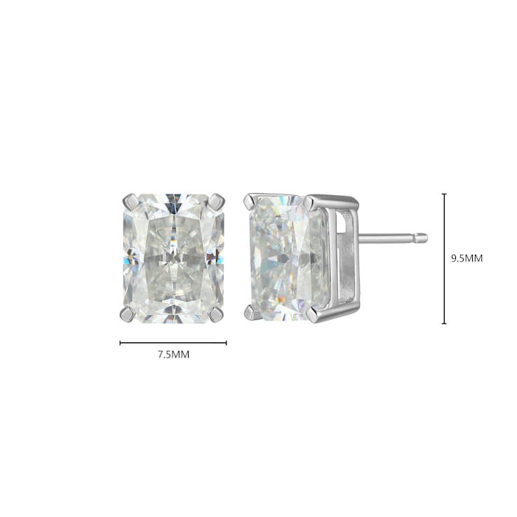 Emerald Cut Moissanite Platineve Stud Earrings 5.04ctw DEW