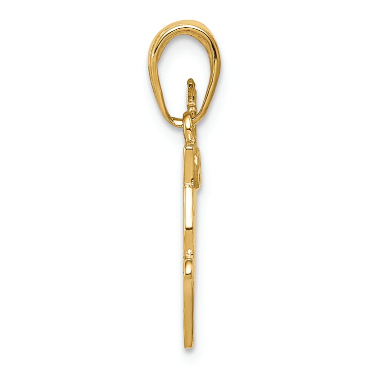 14k Yellow Gold Textured Bible, Praying Hands, and Cross Pendant