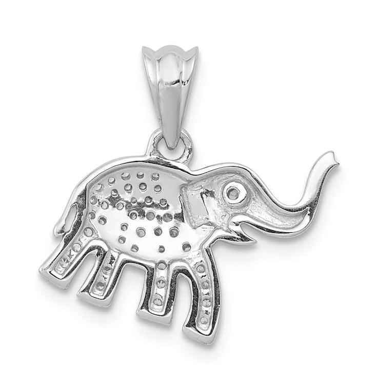 Rhodium Over 14k White Gold Diamond Elephant Pendant