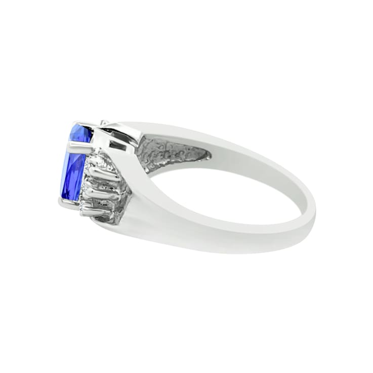 14K White Gold Oval Tanzanite and Diamond Ring, 1.50ctw