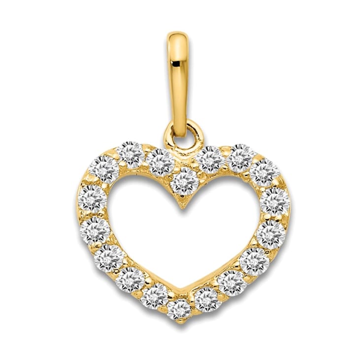 14K Yellow Gold Cubic Zirconia Children's Heart Pendant