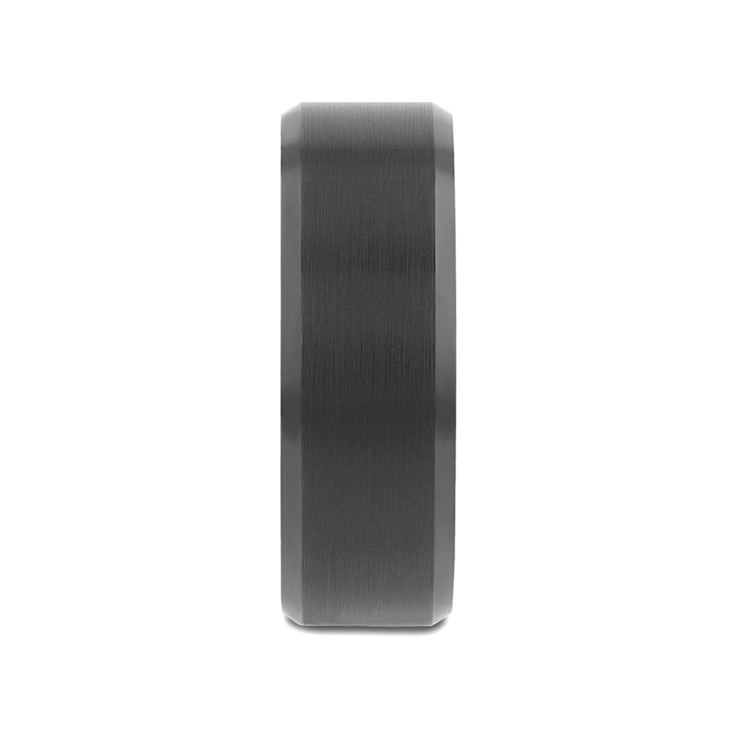 RIGEL Flat Beveled Edges Black Tungsten Ring with Brushed Center and
Vibrant Blue Ceramic Inside 8mm