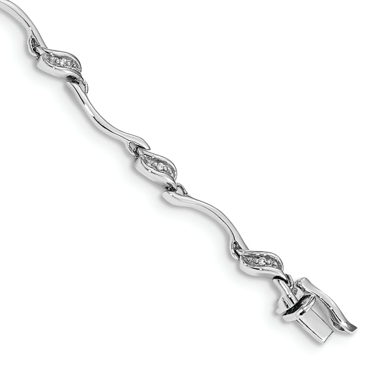 Rhodium Over 14k White Gold Diamond Link Bracelet