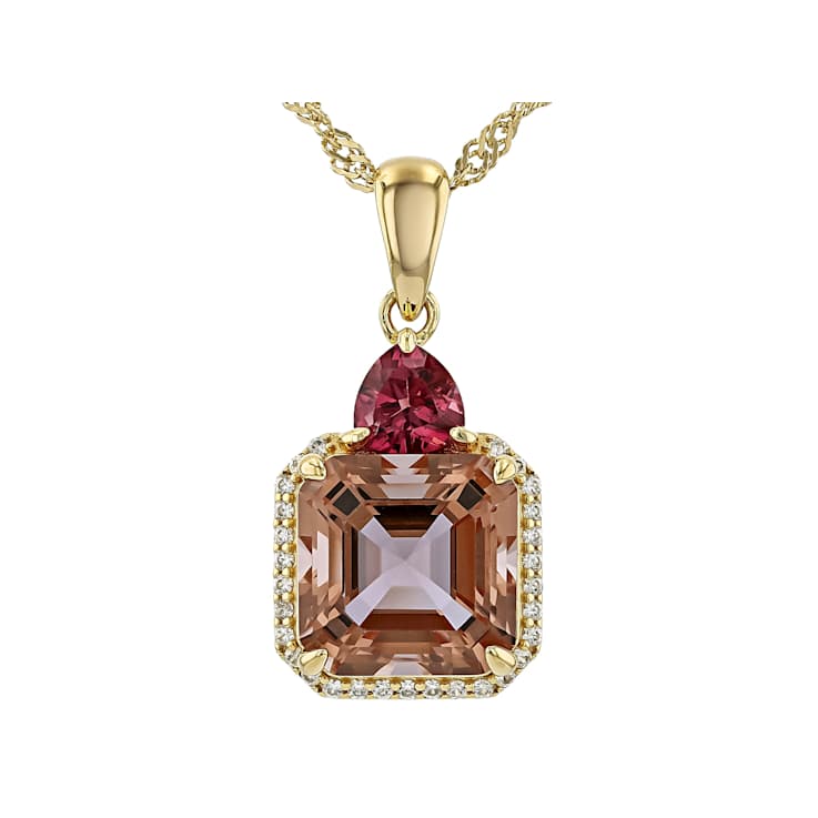 Color-Change Gemstone, Rhodolite And White Zircon Pendant Necklace In
18K Gold Over Sterling Silver 4.00ctw