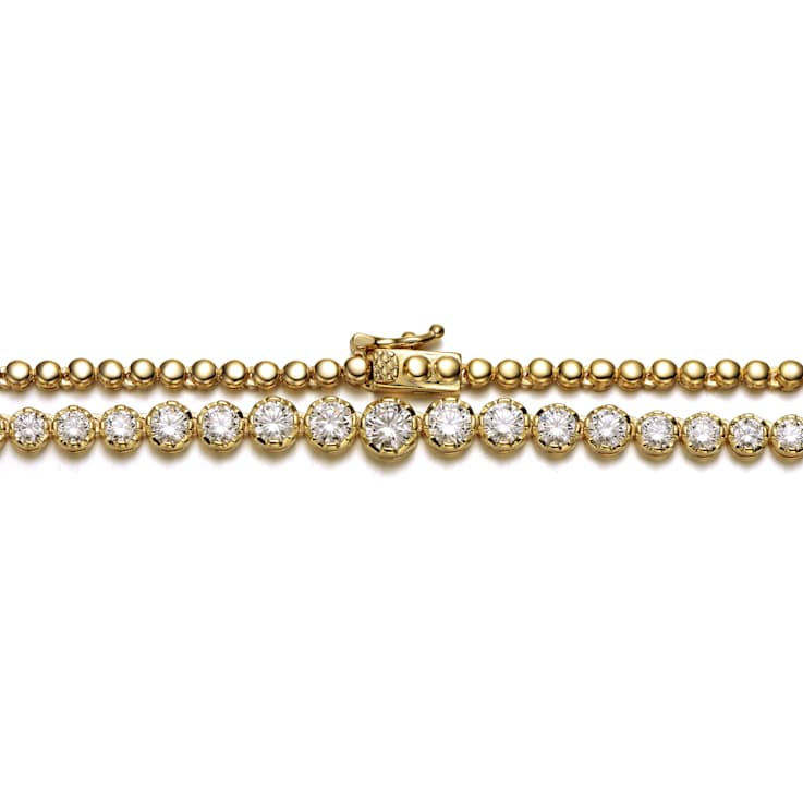 CZ Graduated Tennis Necklace In 14K Gold Over Sterling Silver