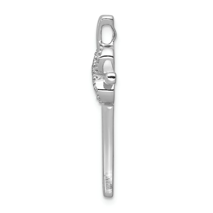Rhodium Over 14k White Gold Diamond Infinity Cross Chain Slide Pendant