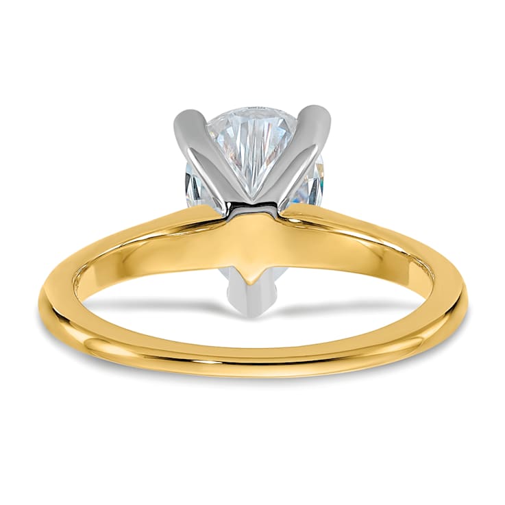 14K Yellow Gold With White Gold Accents 2 ct. G H I True Light Pear
Moissanite Solitaire Ring