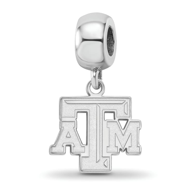 Sterling Silver Rhodium-plated LogoArt Texas A and M University Small
Dangle Bead