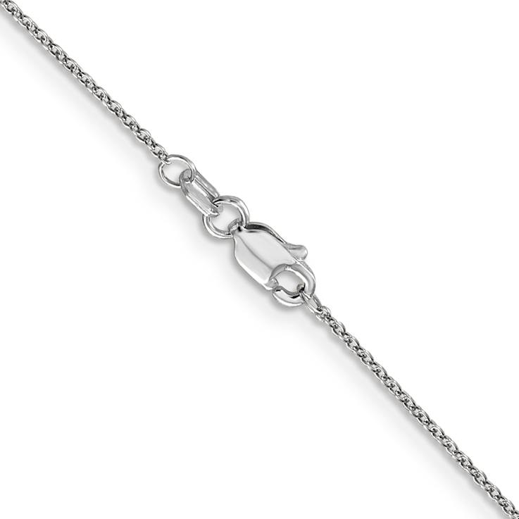 Rhodium Over 14k White Gold 0.9mm Solid Cable 20 Inch Chain