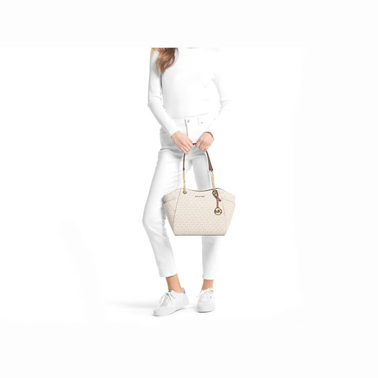 Michael Kors Jet Set Large Vanilla Signature Logo Shoulder Bag