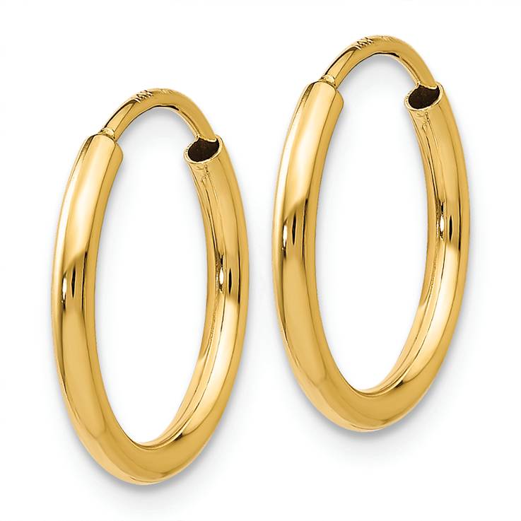 14k Yellow Gold Polished 9/16" Round Endless Hoop Earrings