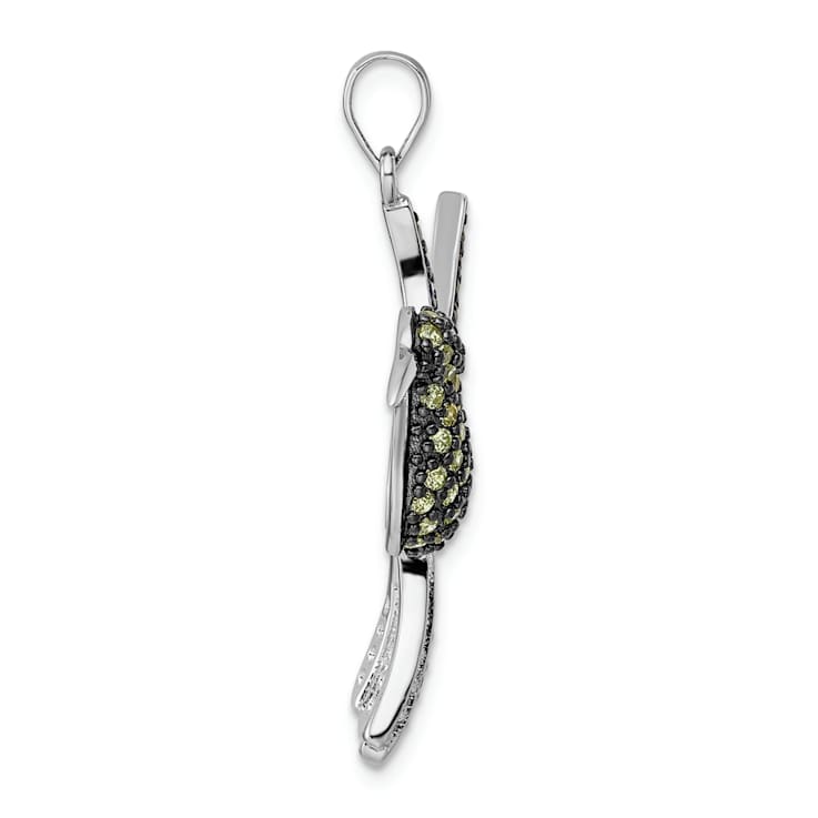 Rhodium Over Sterling Silver Black and White Multicolor Cubic Zirconia
Hummingbird Pendant
