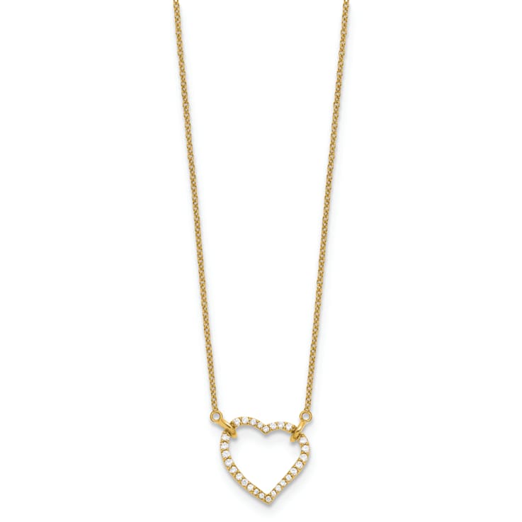 14K Yellow Gold Lab Grown Diamond Heart Pendant Necklace